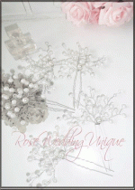 Дизайнерски фуркети за коса кристали и перли в бяло- модел Orchid White Комплект 5 броя